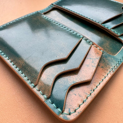 Shell Cordovan Wallet, Vertical Leather Bifold Wallet, Minimalist Slim Luxury Wallet