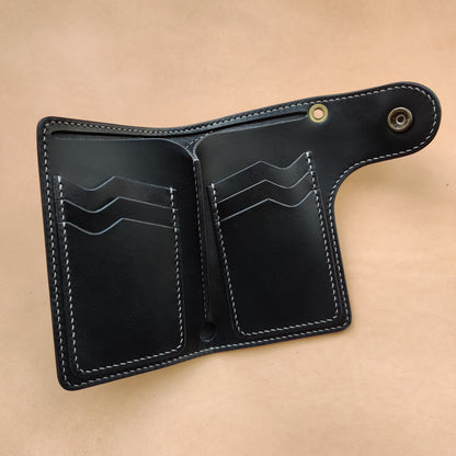 Biker Wallet With A Ring For Chain Or Lanyard, Veg Tanned Travel Western Wallet