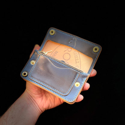 Rocado Shell Cordovan Mini Trucker Wallet, Luxury Compact Wallet