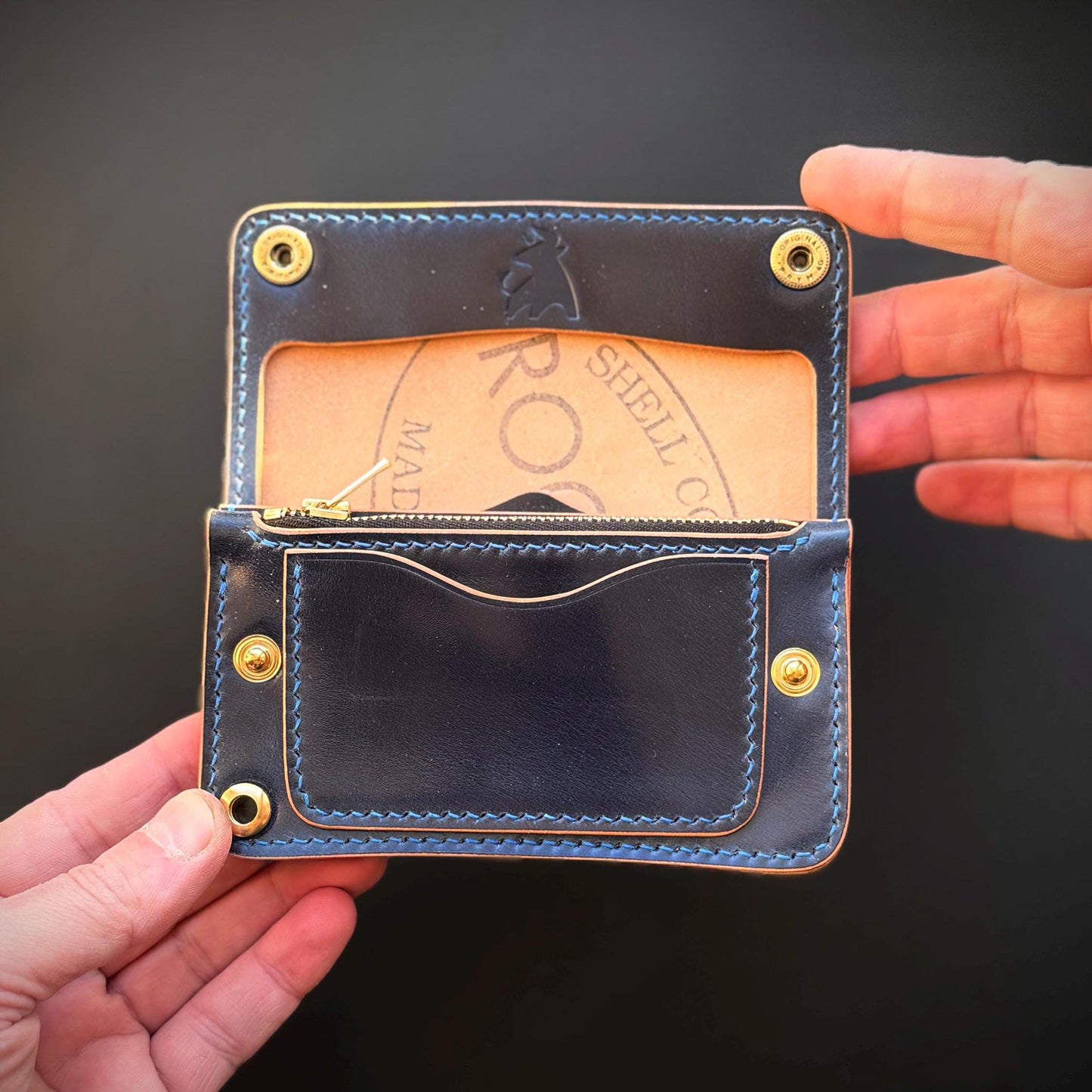 Rocado Shell Cordovan Mini Trucker Wallet, Luxury Compact Wallet