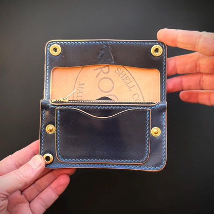 Rocado Shell Cordovan Mini Trucker Wallet, Luxury Compact Wallet