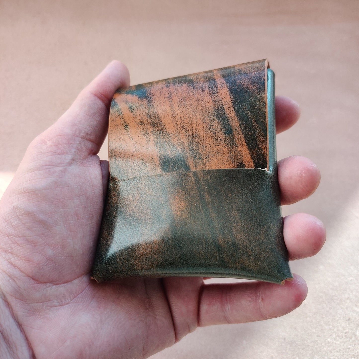 Stitchless Shell Cordovan Leather Cards Wallet, Origami Minimalist Wallet, EDC Card Holder Case