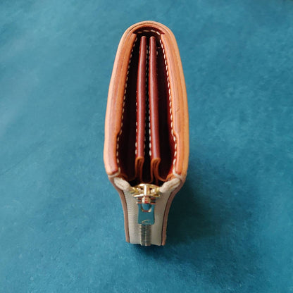 Small Zipper Wallet, Veg Tanned Zippered Wallet With Coin Purse, Buttero Leather Compact Wallet