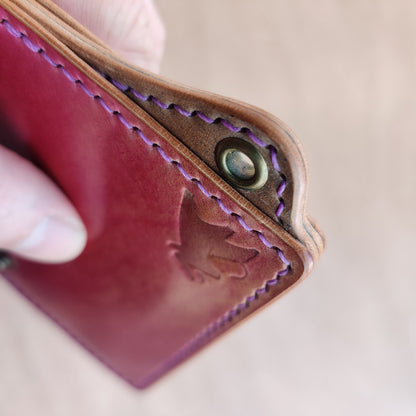 Rocado Shell Cordovan Leather Card Holder With A Ring For Chain Or Lanyard, Pocket Mini Wallet, Minimalist Card Holder Case