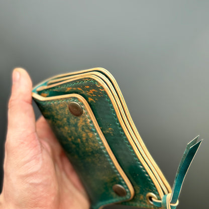 Rocado Shell Cordovan Short Trucker Wallet With A Ring For Chain Or Lanyard, Stylish Wallet For Rider, Biker or Trucker