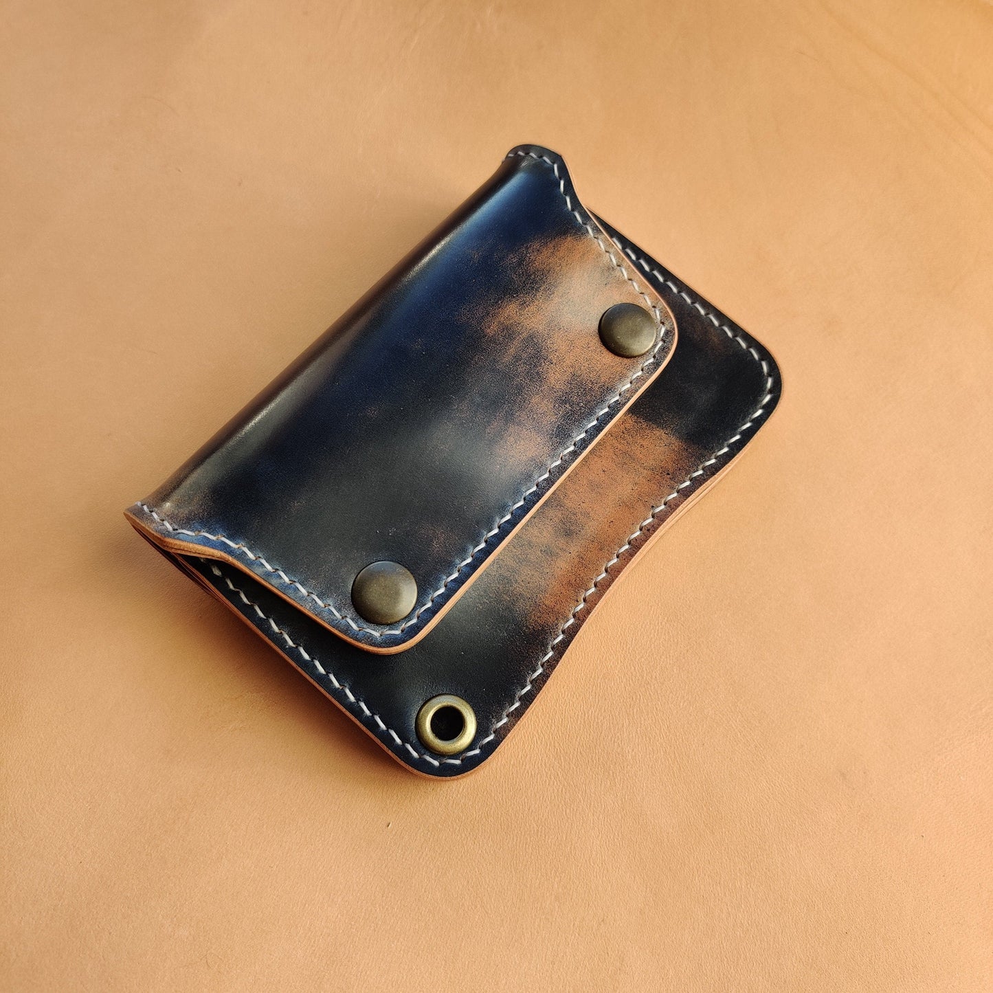 Rocado Shell Cordovan Short Trucker Wallet With A Ring For Chain Or Lanyard, Stylish Wallet For Rider, Biker or Trucker