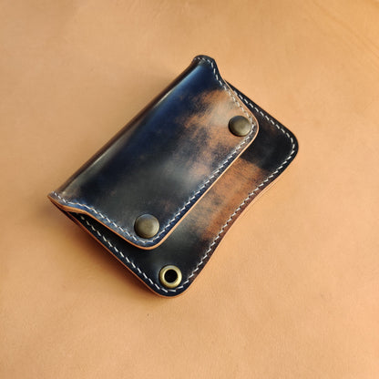 Rocado Shell Cordovan Short Trucker Wallet With A Ring For Chain Or Lanyard, Stylish Wallet For Rider, Biker or Trucker