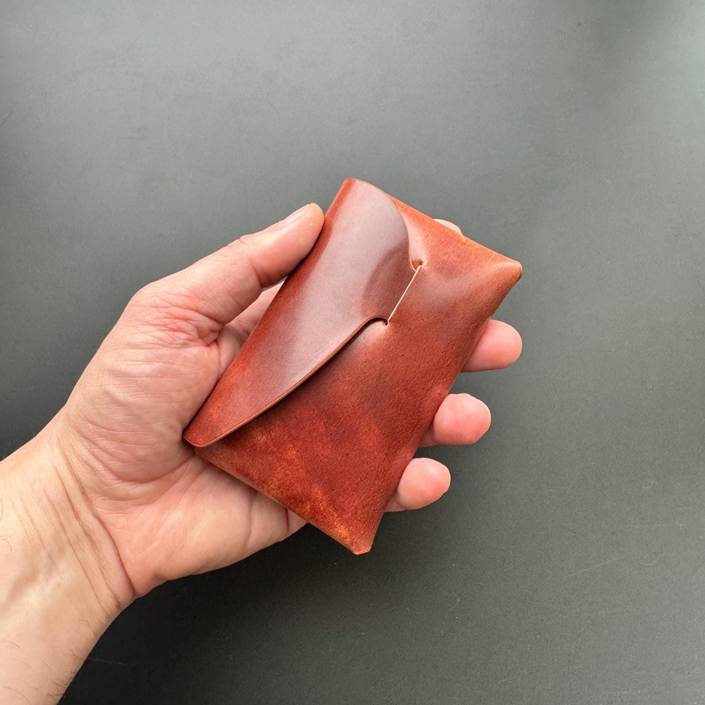 Stitchless Shell Cordovan Leather Cards Wallet, Origami Minimalist Wallet, EDC Card Holder Case