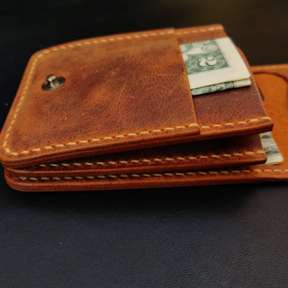 Leather vertical minimalist bifold EDC wallet