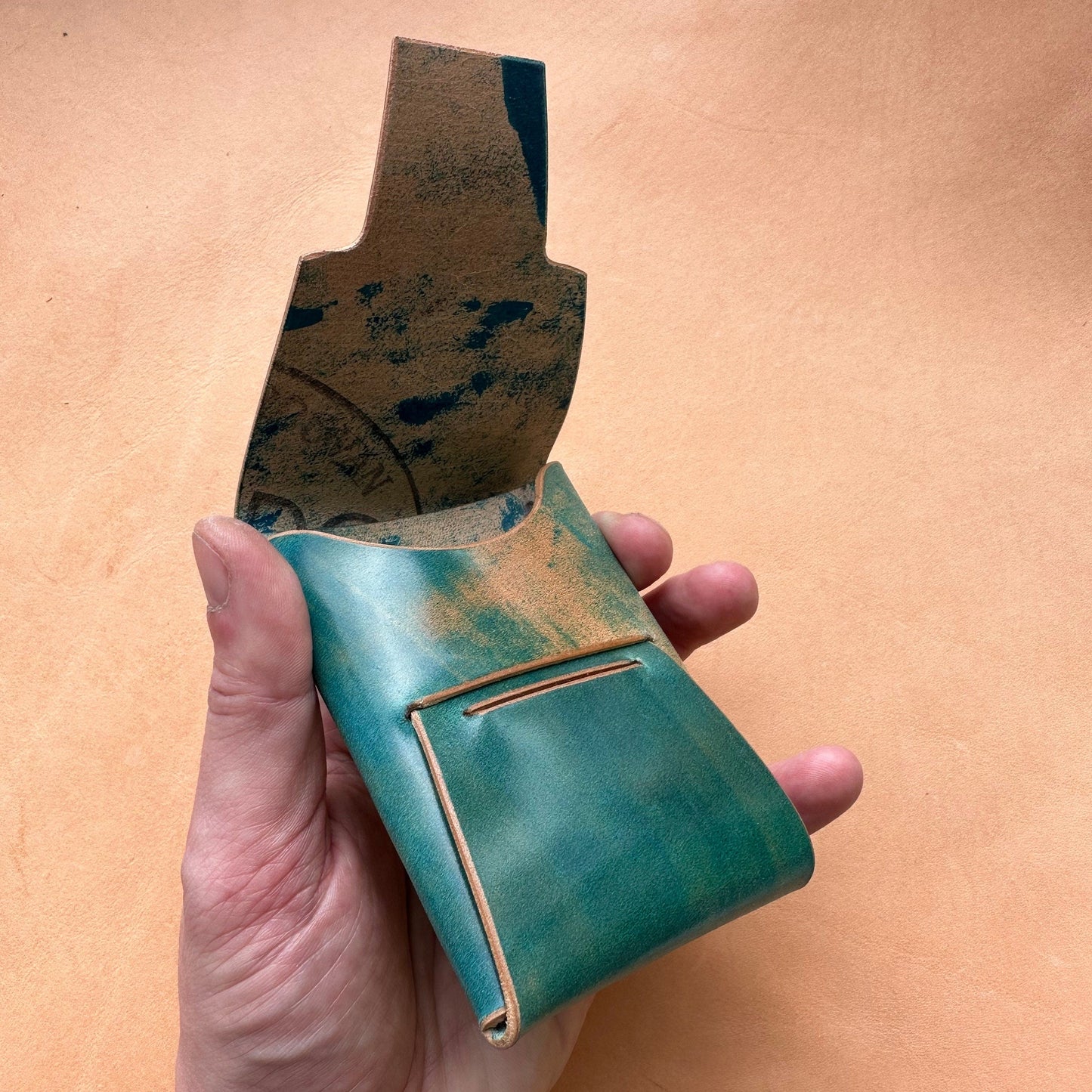 Stitchless Shell Cordovan Leather Cards Wallet, Origami Minimalist Wallet, EDC Card Holder Case