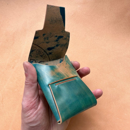 Stitchless Shell Cordovan Leather Cards Wallet, Origami Minimalist Wallet, EDC Card Holder Case