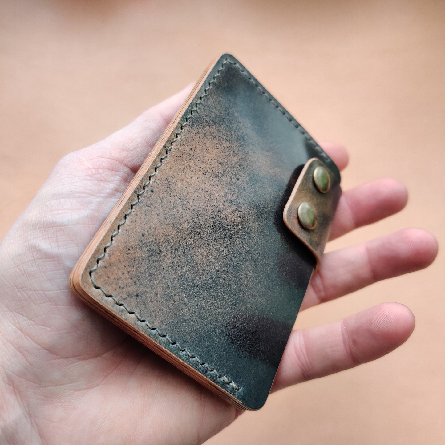 Rocado Shell Cordovan Leather Card Holder, Pocket Mini Wallet, Minimalist Card Holder Case