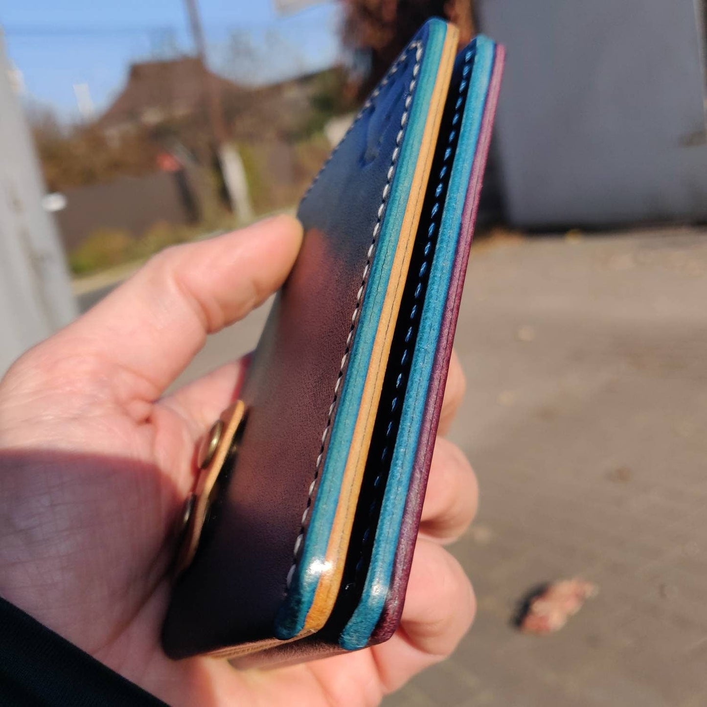 Leather Card Holder, Vegetable Tanned Pocket Mini Wallet, Minimalist Card Holder Case