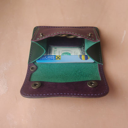 Handmade Japanese Style Compact Leather Wallet With Coin Purse, Leather Card And Cash Holder