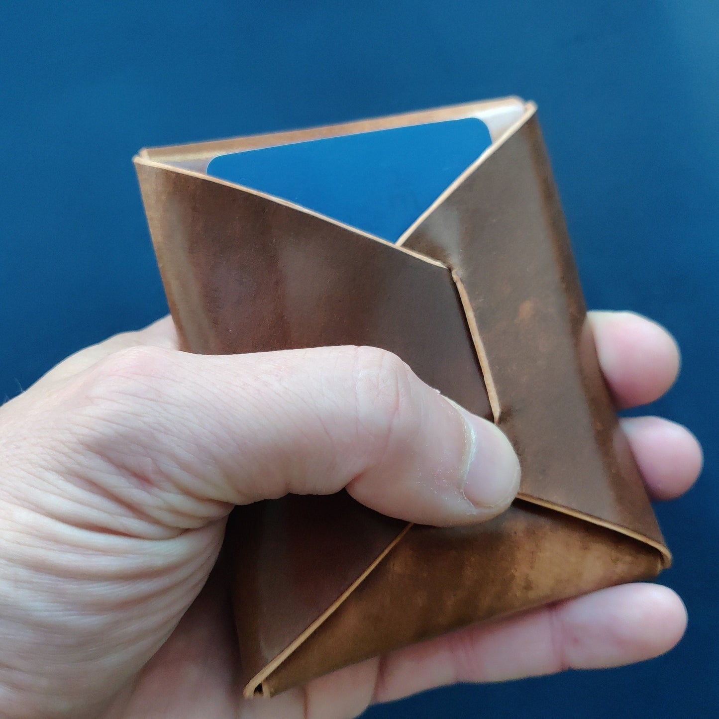 Stitchless Shell Cordovan Leather Cards Wallet, Origami Minimalist Wallet, EDC Card Holder Case