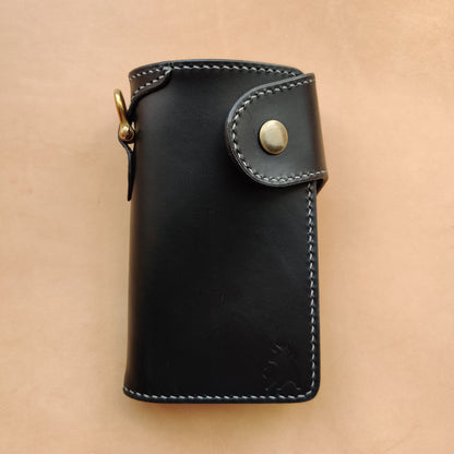 Biker Wallet With A Ring For Chain Or Lanyard, Veg Tanned Travel Western Wallet