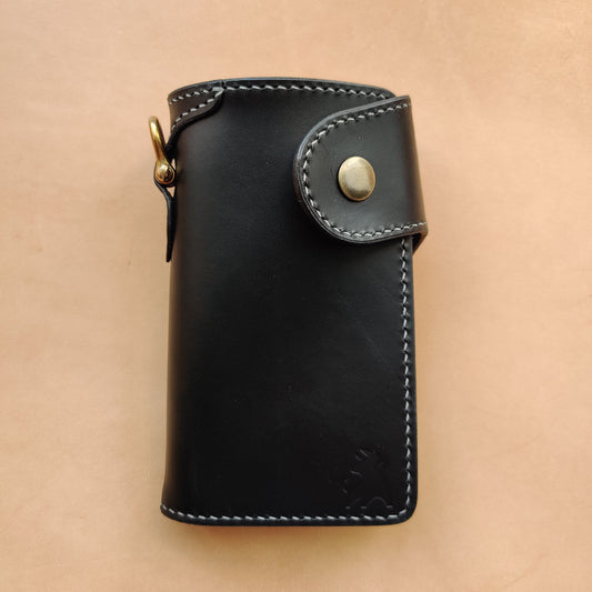 Biker Wallet With A Ring For Chain Or Lanyard, Veg Tanned Travel Western Wallet