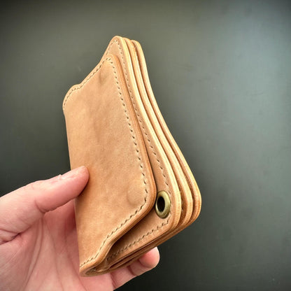 Rocado Shell Cordovan Short Trucker Wallet With A Ring For Chain Or Lanyard, Stylish Wallet For Rider, Biker or Trucker