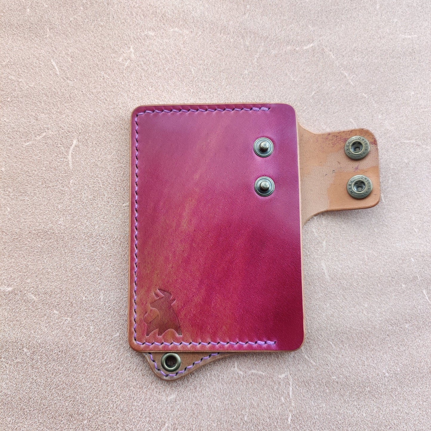 Rocado Shell Cordovan Leather Card Holder With A Ring For Chain Or Lanyard, Pocket Mini Wallet, Minimalist Card Holder Case