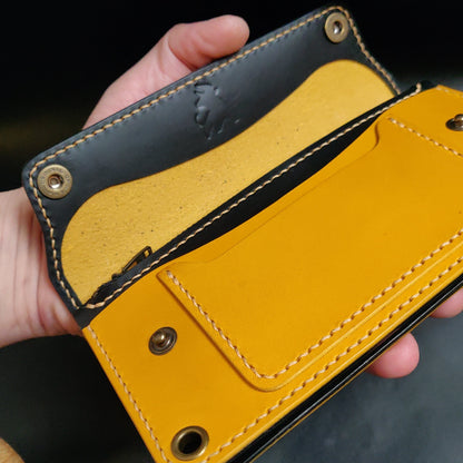 Long Trucker Wallet With A Ring For Chain Or Lanyard , Handmade Wallet For Rider, Biker or Trucker