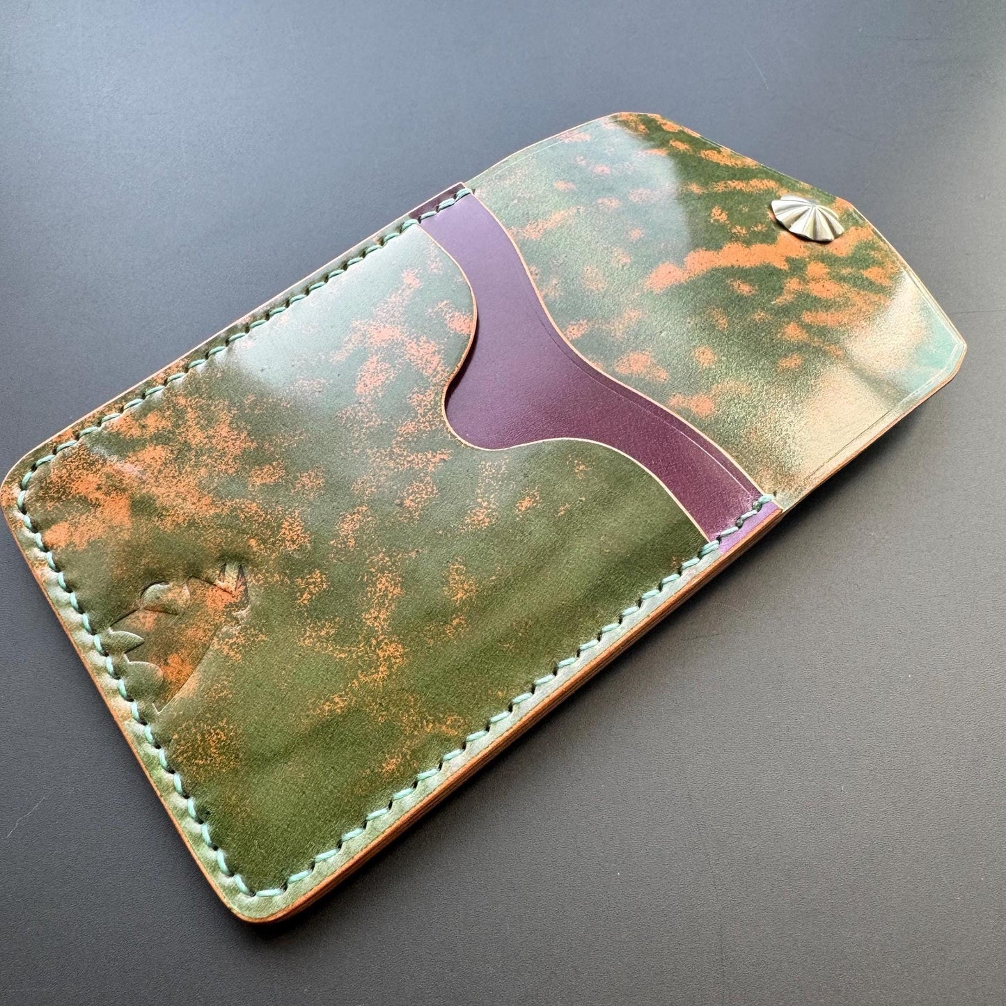 Rocado Shell Cordovan EDC Slim Pocket Wallet with Concho Snap