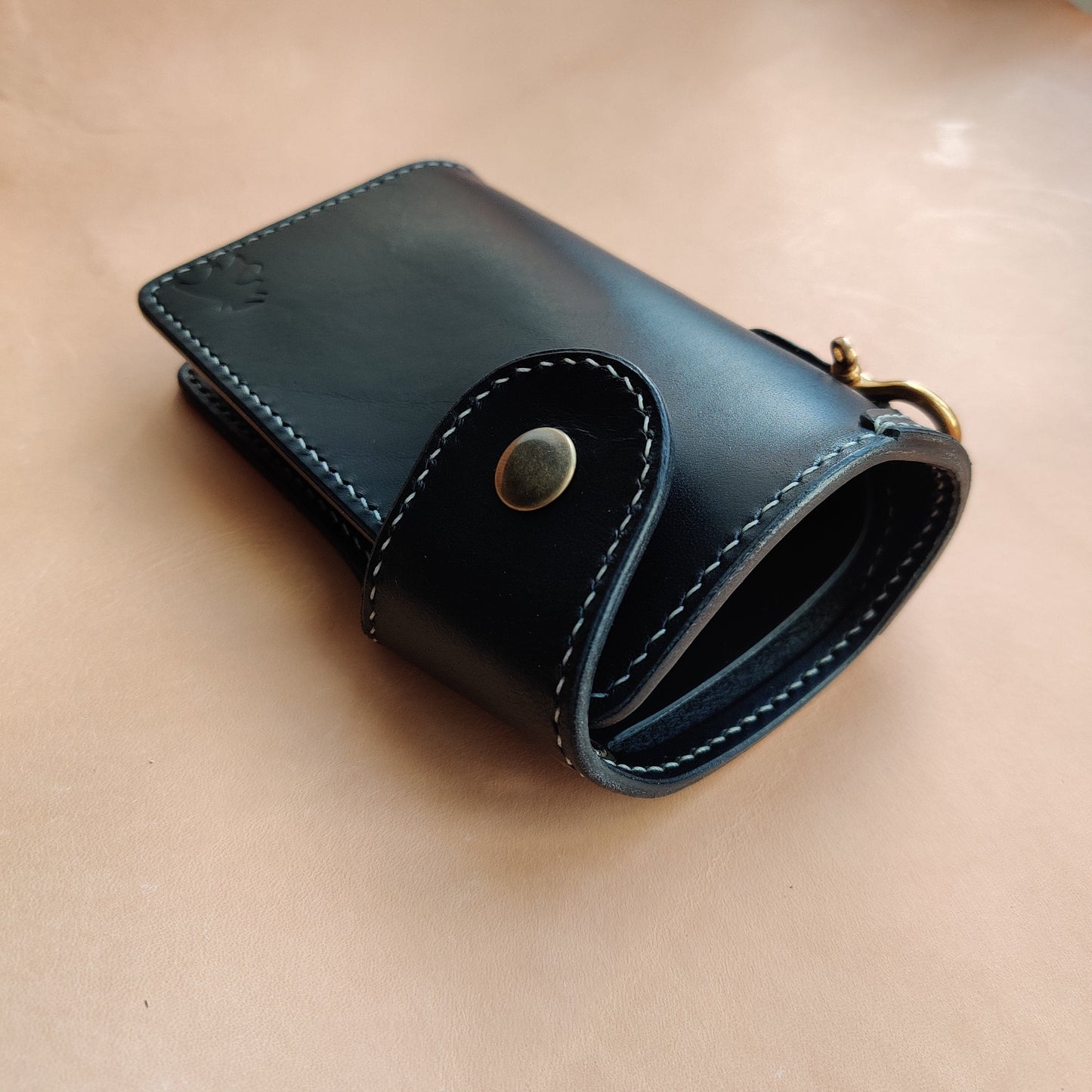 Biker Wallet With A Ring For Chain Or Lanyard, Veg Tanned Travel Western Wallet