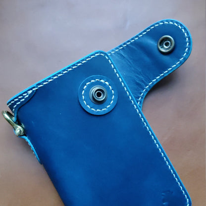 Biker Wallet With A Ring For Chain Or Lanyard, Veg Tanned Travel Western Wallet