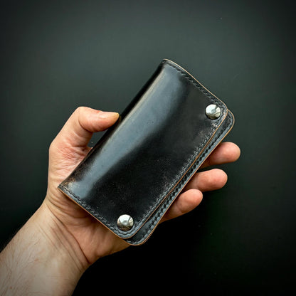 Rocado Shell Cordovan Mini Trucker Wallet, Luxury Compact Wallet