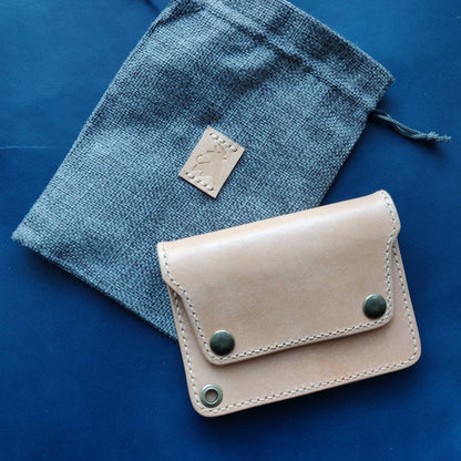 Short Trucker Wallet With A Ring For Chain or Lanyard, Unpainted Veg Tanned Wallet For Rider, Biker or Trucker