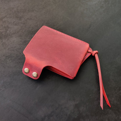 Leather Card Holder With A Ring For Chain Or Lanyard, Pocket Mini Wallet, Minimalist Card Holder Case
