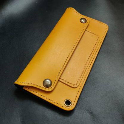 Long Trucker Wallet With A Ring For Chain Or Lanyard , Handmade Wallet For Rider, Biker or Trucker