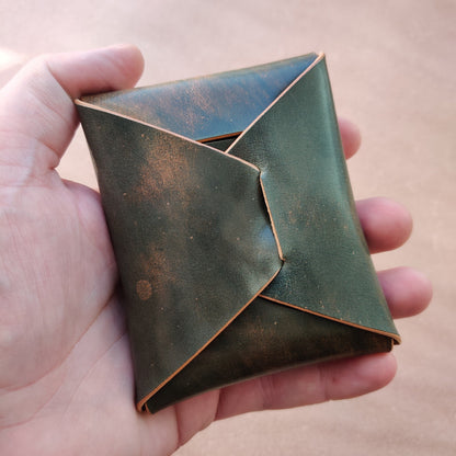 Stitchless Shell Cordovan Leather Cards Wallet, Origami Minimalist Wallet, EDC Card Holder Case