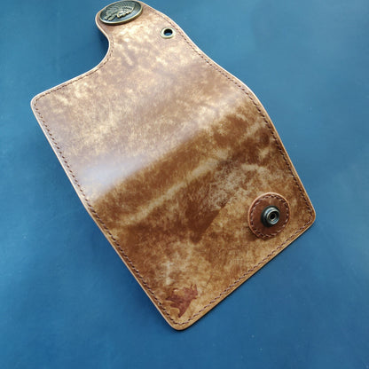 Biker Wallet With A Ring For Chain Or Lanyard, Veg Tanned Travel Western Wallet