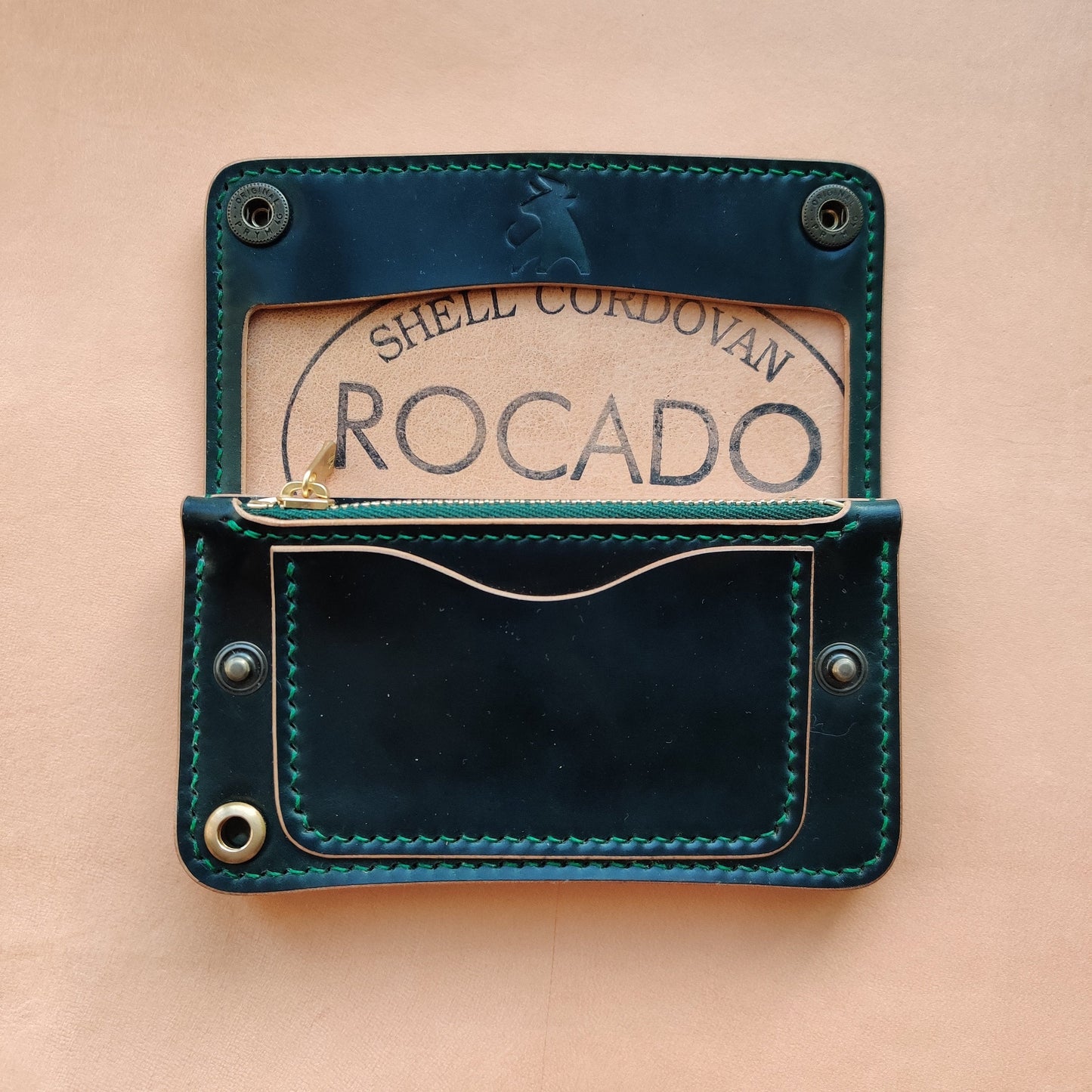 Rocado Shell Cordovan Mini Trucker Wallet, Luxury Compact Wallet