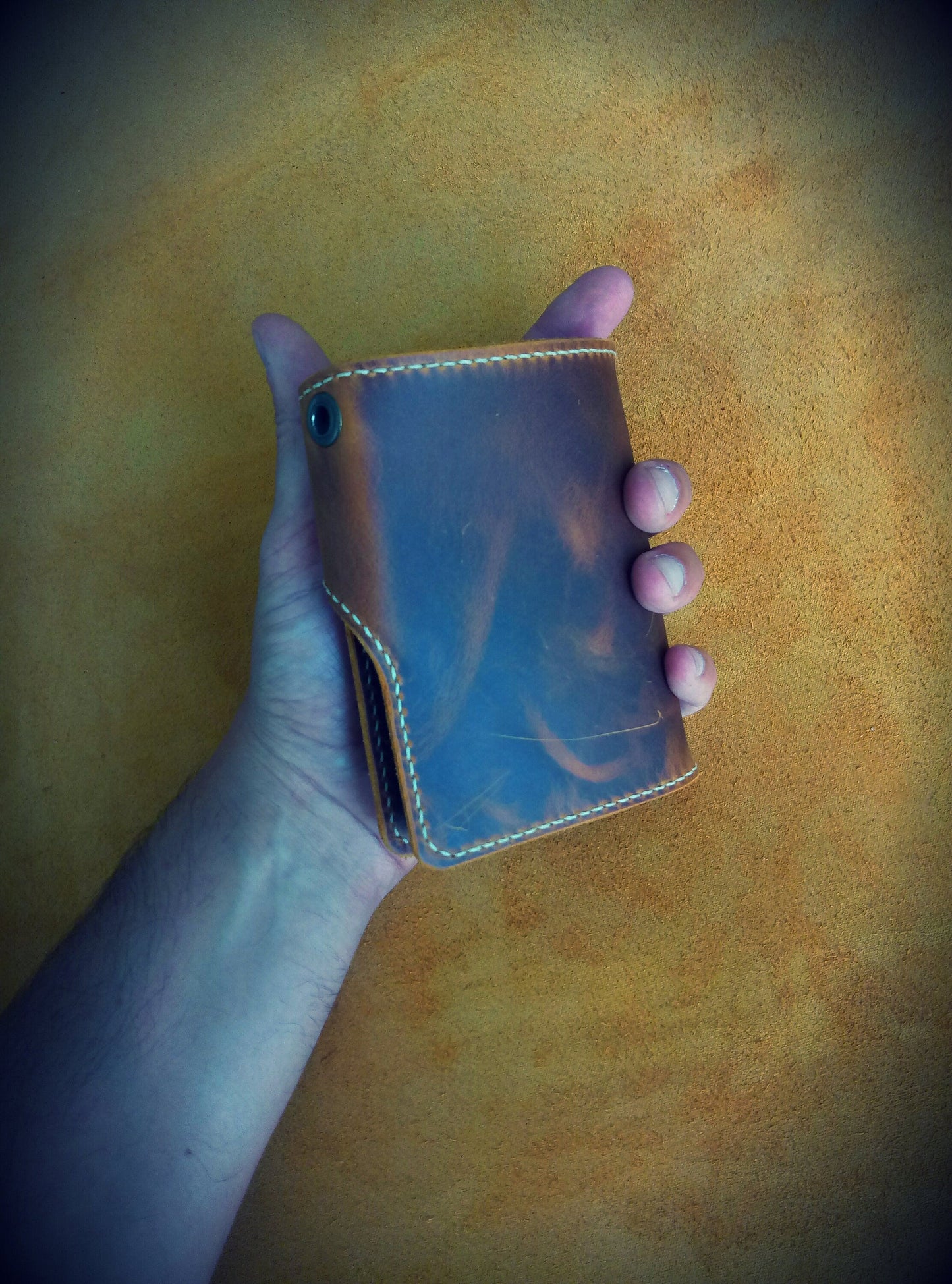 Biker Wallet With Decorative Concho Button, Trucker Wallet With Ring For Chain or Lanyard, Travel Western Wallet