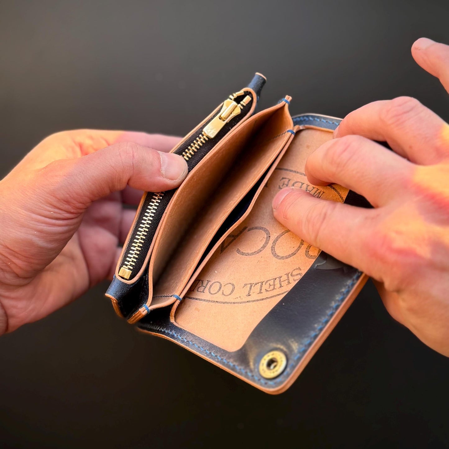 Rocado Shell Cordovan Mini Trucker Wallet, Luxury Compact Wallet