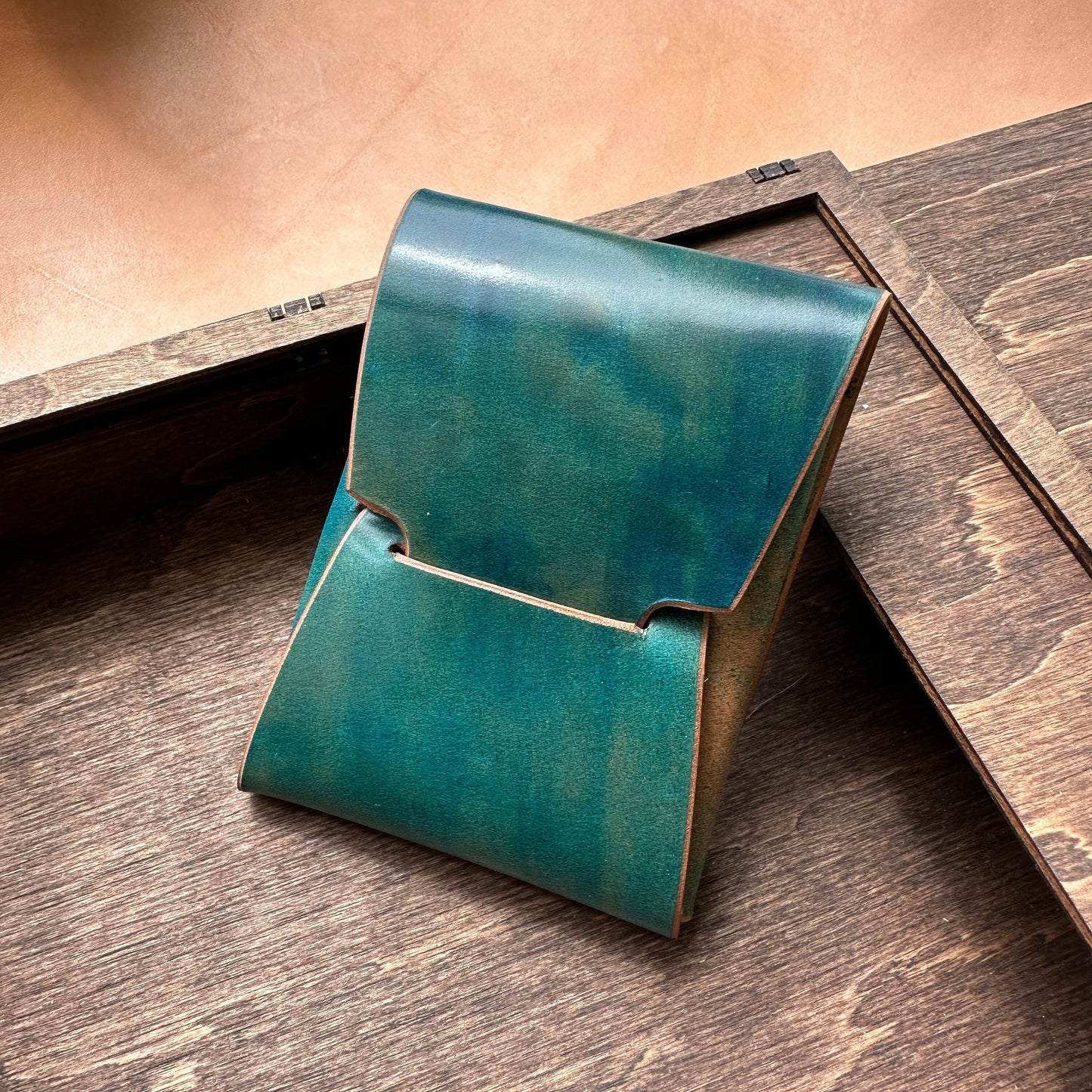 Stitchless Shell Cordovan Leather Cards Wallet, Origami Minimalist Wallet, EDC Card Holder Case