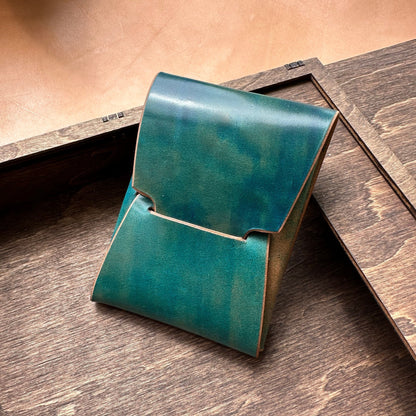 Stitchless Shell Cordovan Leather Cards Wallet, Origami Minimalist Wallet, EDC Card Holder Case