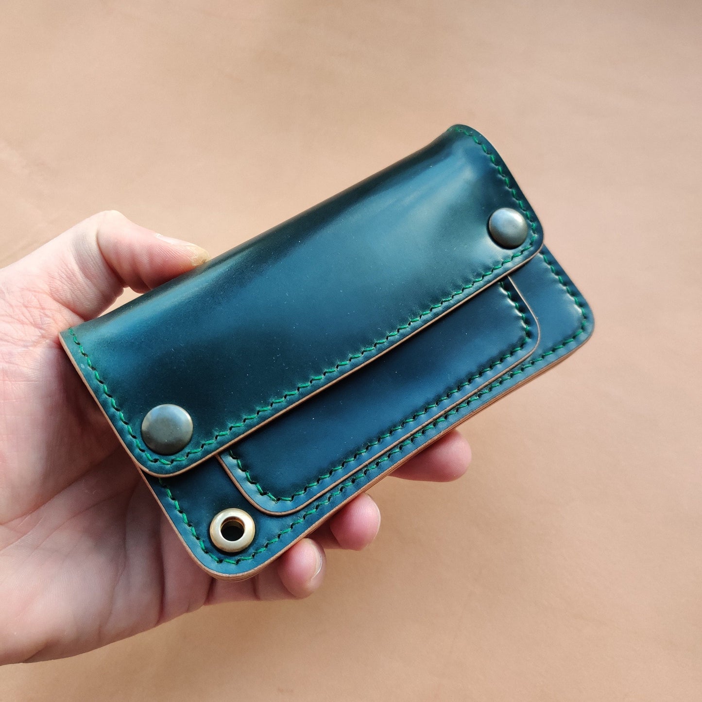 Rocado Shell Cordovan Mini Trucker Wallet, Luxury Compact Wallet