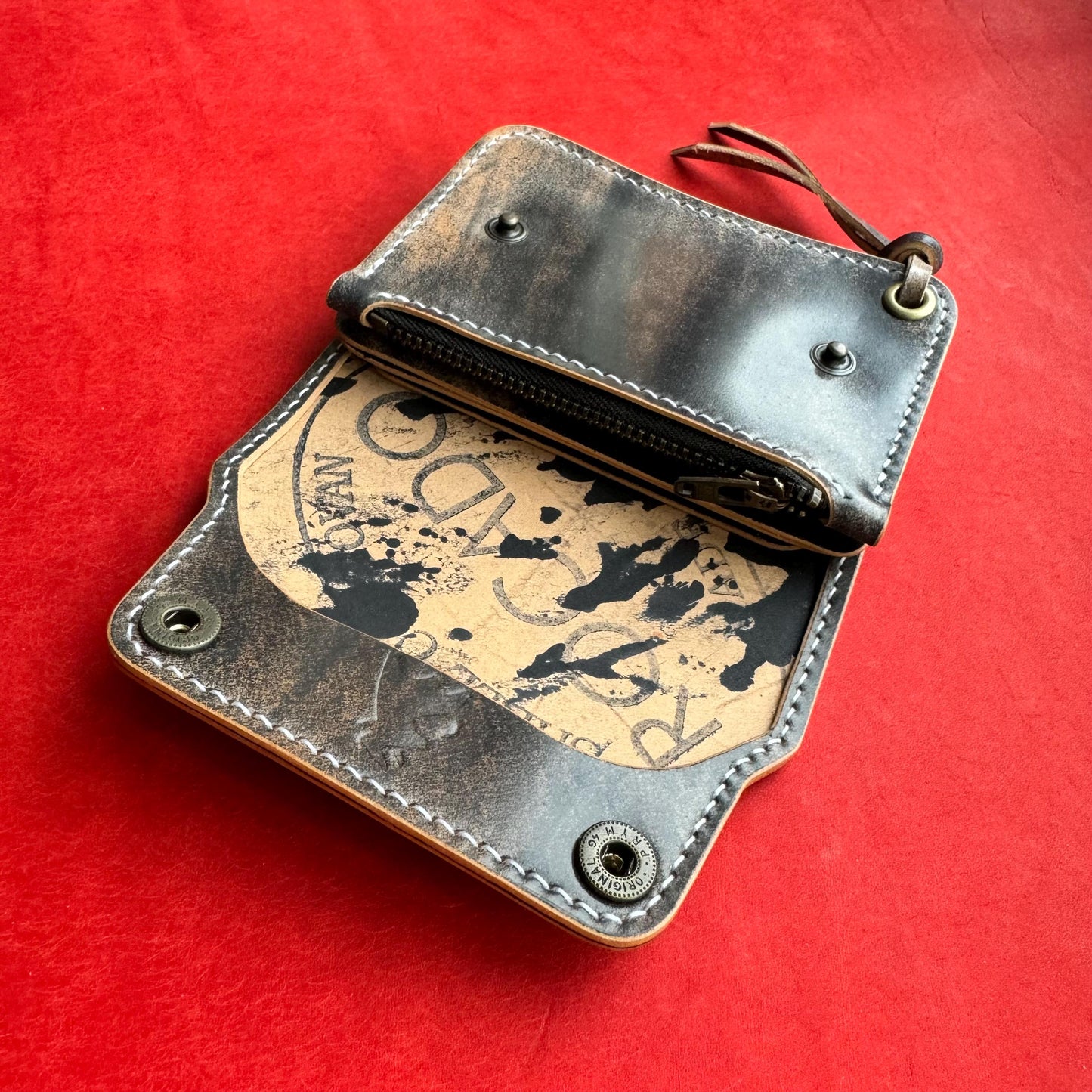 Rocado Shell Cordovan Short Trucker Wallet With A Ring For Chain Or Lanyard, Stylish Wallet For Rider, Biker or Trucker