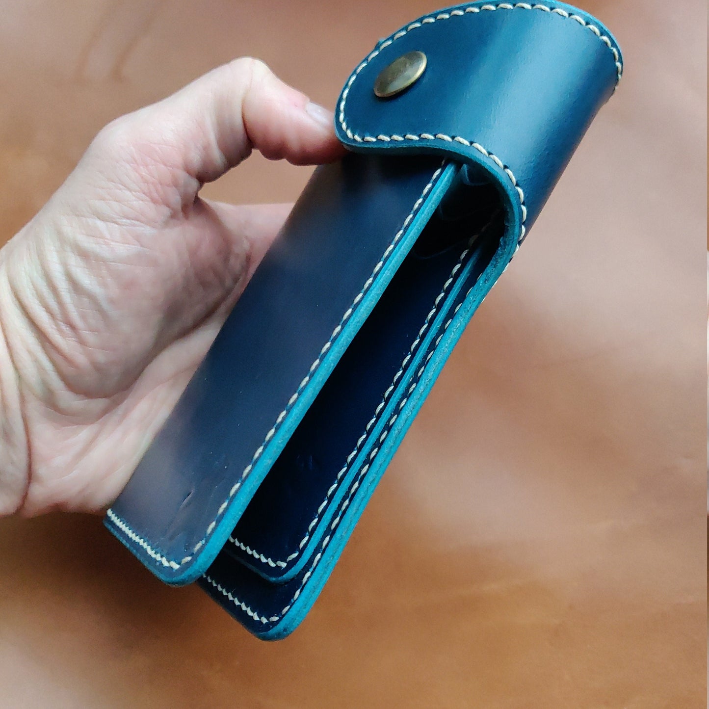 Biker Wallet With A Ring For Chain Or Lanyard, Veg Tanned Travel Western Wallet