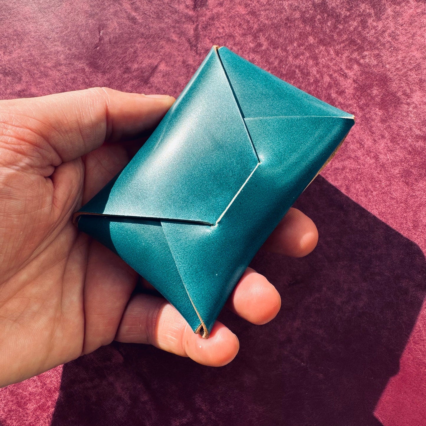 Rocado Shell Cordovan Stitchless Leather Mini Cards Wallet, Origami Minimalist Wallet, EDC Card Holder Case