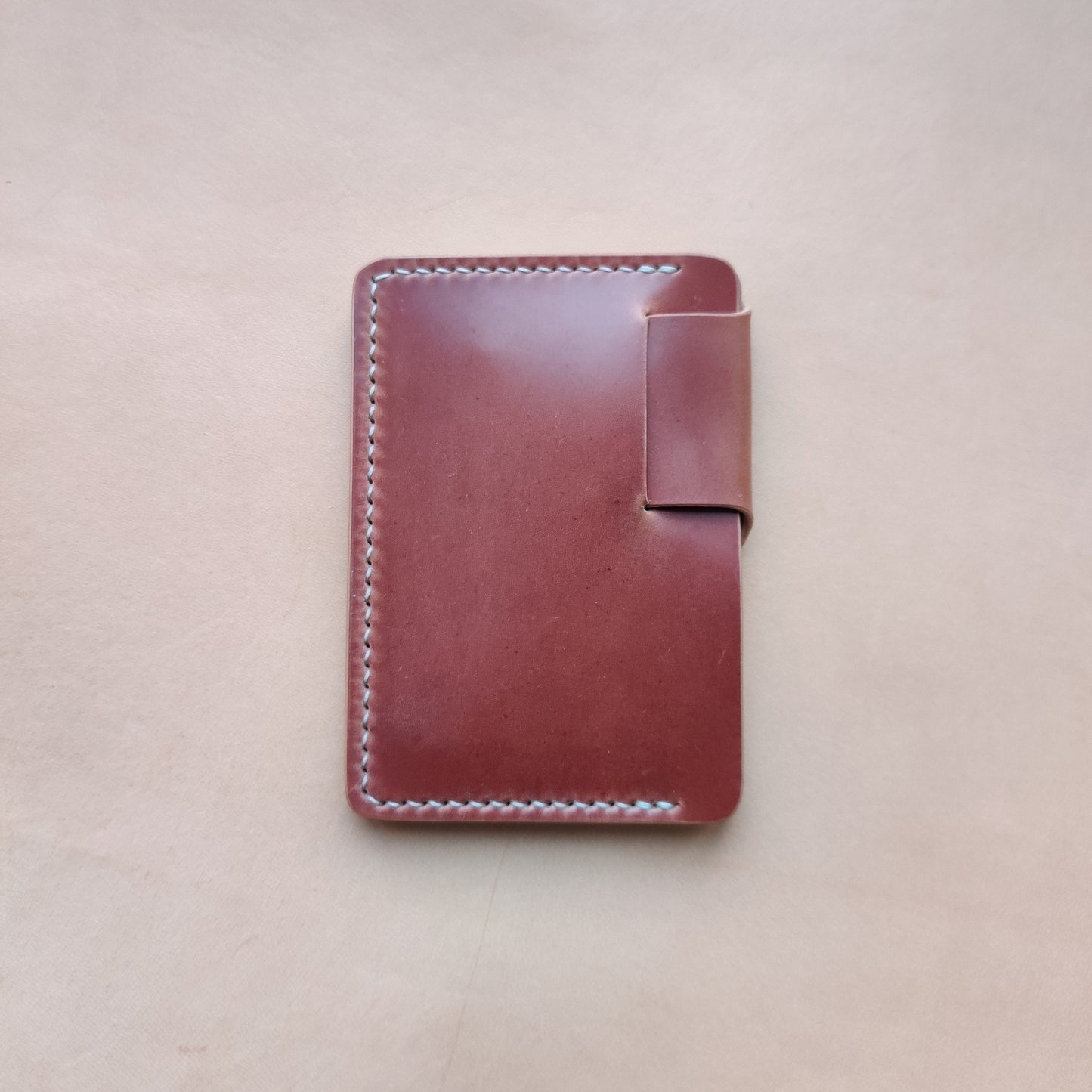 Rocado Shell Cordovan Leather Card Holder, Pocket Mini Wallet, Minimalist Card Holder Case