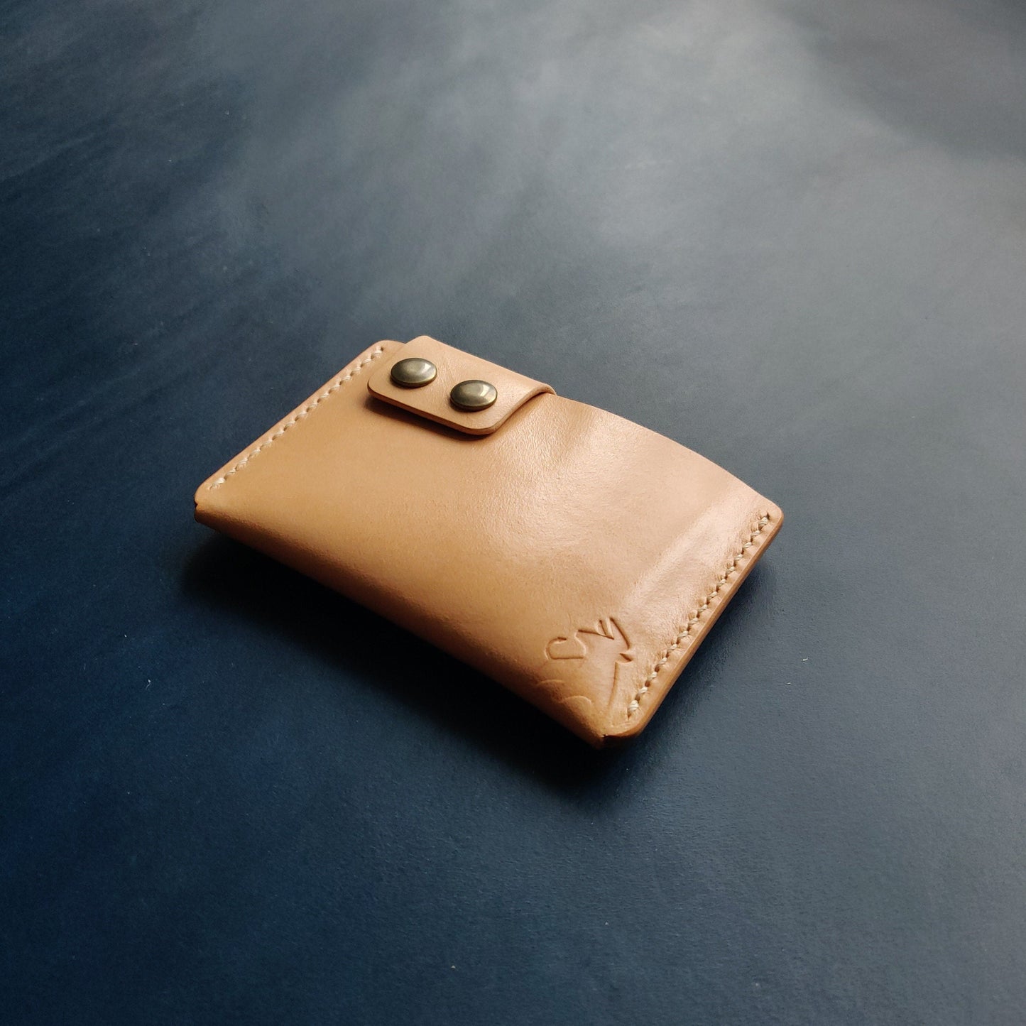 Leather Slim And Simple Card Holder, Minimalist, Compact Wallet For Cards And Folded Bills, Credit Card Holder With Two Snaps