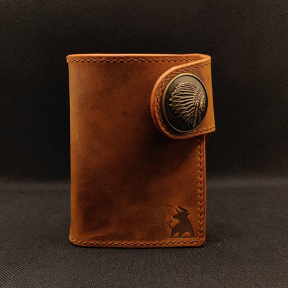 Biker Wallet With Decorative Concho Button, Trucker Wallet With Ring For Chain or Lanyard, Travel Western Wallet