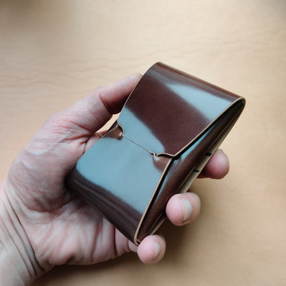 Rocado Shell Cordovan Stitchless Leather Mini Cards Wallet, Origami Minimalist Wallet, EDC Card Holder Case