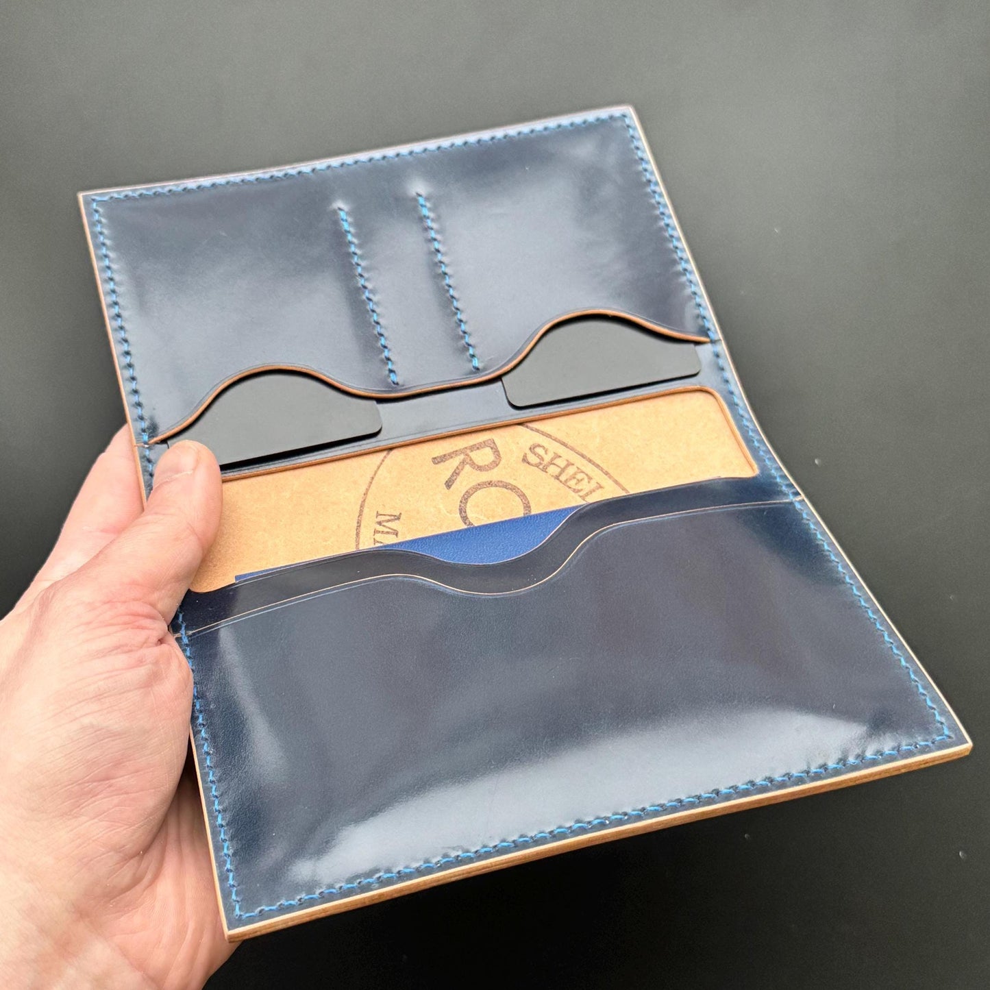 Rocado Shell Cordovan Leather Passport Holder,  Case For Documents And Credit Cards, Passport Case, Travel Wallet