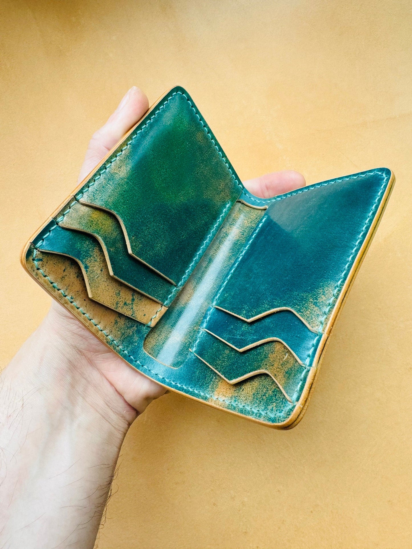 Shell Cordovan Wallet, Vertical Leather Bifold Wallet, Minimalist Slim Luxury Wallet