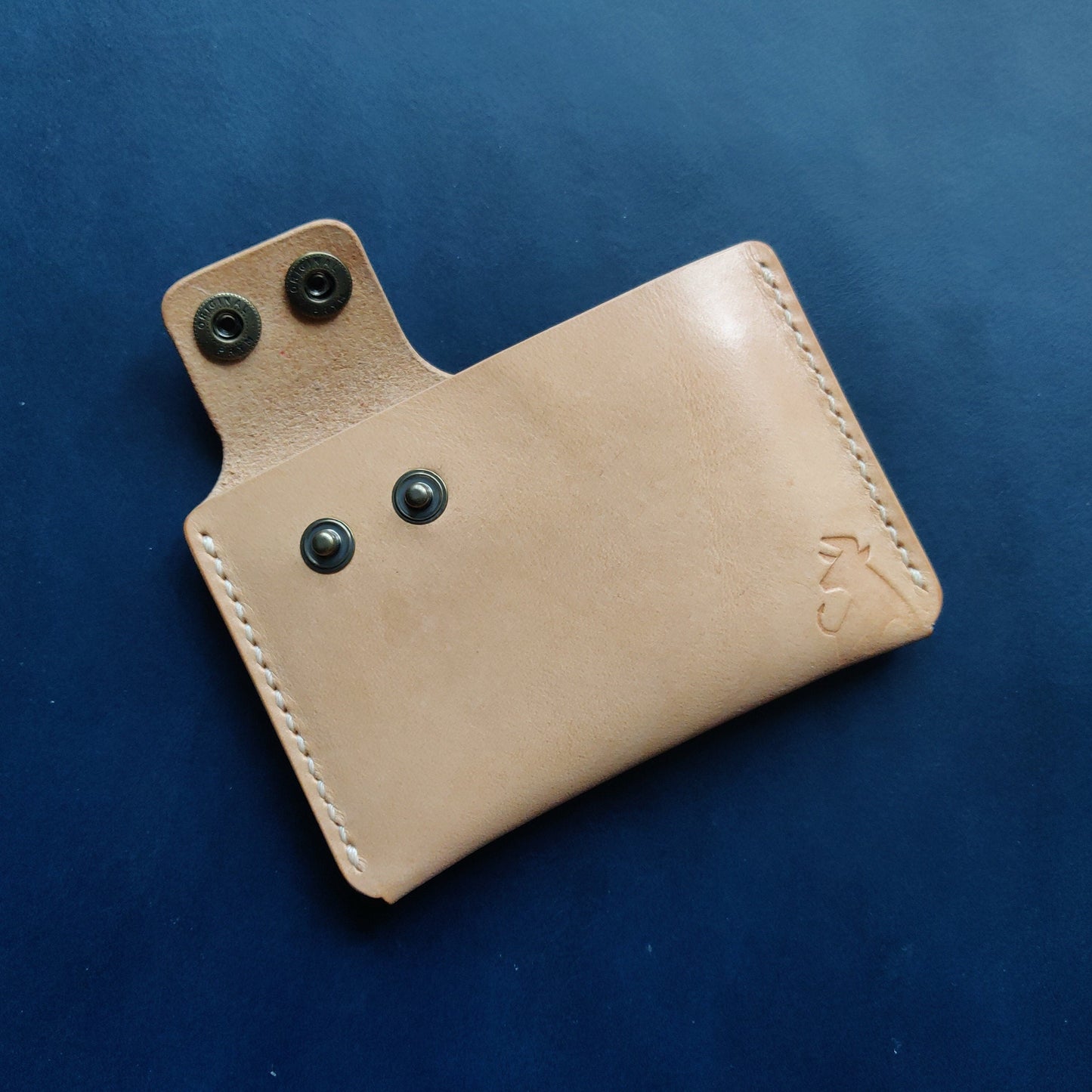 Leather Slim And Simple Card Holder, Minimalist, Compact Wallet For Cards And Folded Bills, Credit Card Holder With Two Snaps