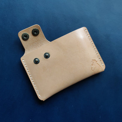 Leather Slim And Simple Card Holder, Minimalist, Compact Wallet For Cards And Folded Bills, Credit Card Holder With Two Snaps